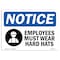 Signmission OSHA Sign, Employees Must Wear Hard Hats, 10in X 7in Rigid Plastic, 10" W, 7" H, Landscape OS-NS-P-710-L-15603 - alternate 1